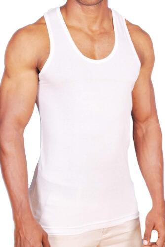 3 Mens Vest 100% Cotton Summer Gym Sleeveless man tank top Regular Fit White UK 
