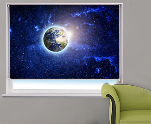 Planet Earth in deep space galaxy Printed Photo Picture Roller Blinds Any Size 