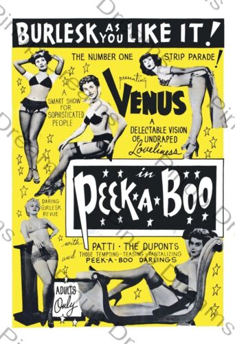 Classic Vintage Burlesque Poster /"Peek-A-Boo/" Rockabilly re-print various sizes