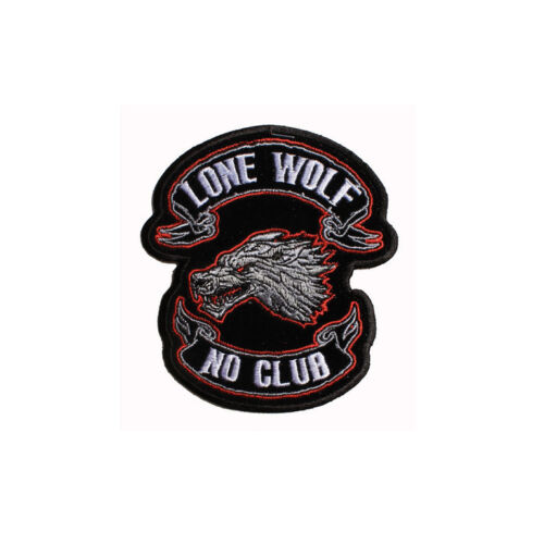 Biker Chopper Motorrad Lone Wolf No Club Aufbügler Aufnäher Patch Böser Wolf NEU