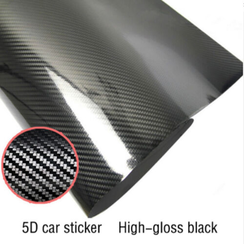 Black 5D Ultra Shiny Gloss Glossy  Carbon Fiber Vinyl Wrap Sticker Decal 24"x60" 