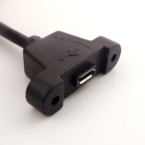 50cm Micro USB 5Pin Male to Female Panel Mount Extension Adapter Cable w// Screws
