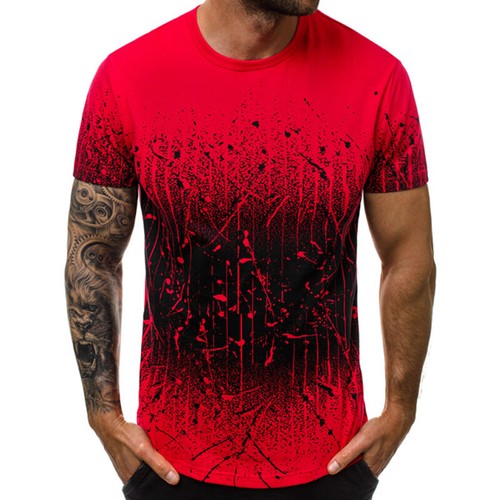 Mens Shirts Floral Tops Tee Classic Short Sleeve T-Shirt Summer Casual Cotton