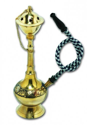 Decorative authentic vintage brass copper 8" smoking hookah pipe from Jerusalem 