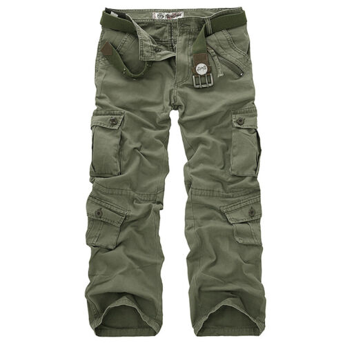 Mens Cargo Combat Work Wear Trousers Army Military Camo Pocket Casual Long Pants