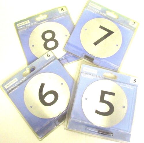 HOMEBASE 11.4mm Stainless Steel HOUSE NUMBER Hand Finished ROUND Door Sign