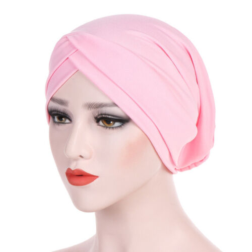 Damen Muslim Criss Cross Kappe Bonnet Hijab Turban Hüte Kopfbedeckung Mütze Caps 