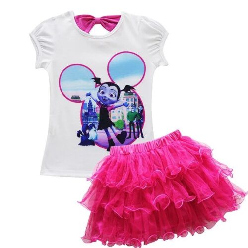 T-shirt Summer Casual 2pcs Set Filles Vampirina Princess Party Robe Tutu Jupe