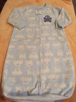 Just One You Boys Blue White CARS Blanket Sleeper Fleece Pajamas  0-9 Months EUC