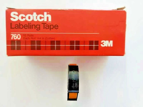 Yellow 1//4/" x 144/" 10 Full Rolls in Original Box Vintage 3M Scotch Label Tape