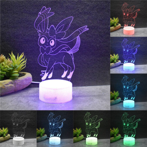 Pokemon 3D Acrylic Crack full color base LED Remote 16 Color Decor Night Light 