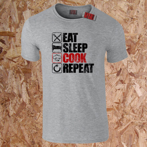 EAT SLEEP COOK REPEAT T-Shirt Funny Chef Food Cooking Baker Baking Gift S-5XL 