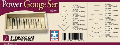 RG305 #3 x 3//8/"; RG400 #3 Flexcut Deluxe Power Gouge Set 14 Piece Set includes