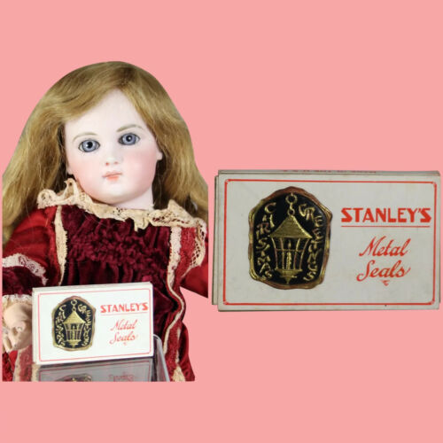 Antique 1926 Doll Size Mini Box Christmas Seals Stanley's Metal 