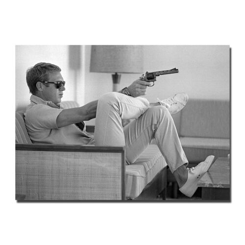 Steve McQueen Sofa Gun Art Fashion Poster B/&W Art Silk Poster 13x18 inch