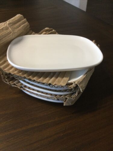 6 Mini Appetizer Dessert Ceramic Plates White Made For Delta Airlines New 