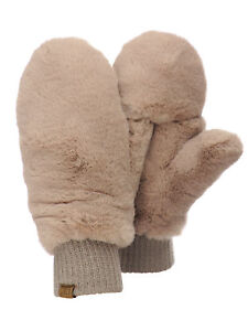 C.C Women/'s Faux Wrist Fur Fingerless Sherpa Lined Convertible CC Mittens Gloves