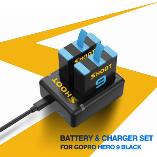 Cargador USB dual establecido para GoPro Hero 9 Negro 2-Pack 1800mAh Batería 