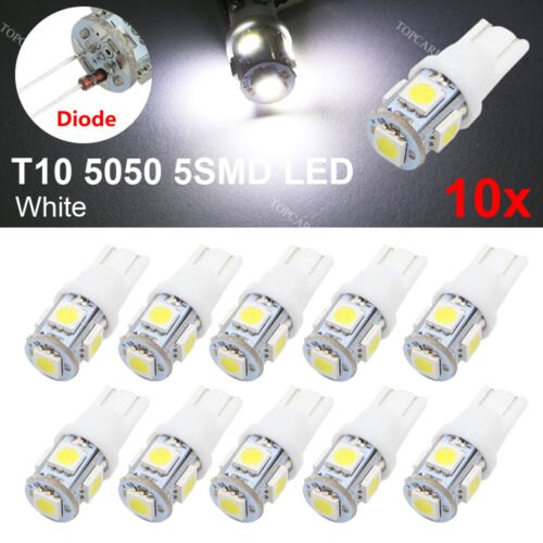 10pcs White T10 5-SMD 5050 LED Wedge Light Lamp Bulbs 2886X PC579 194 2825 HID