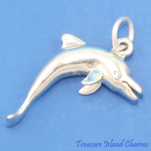 Dolphin 3D .925 Solide Argent Sterling Charme traditionnel pendentif made in USA