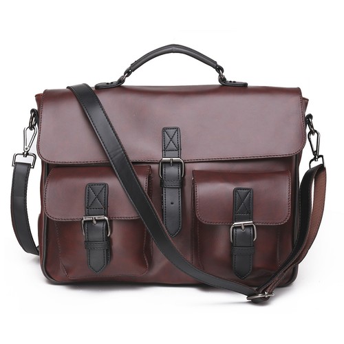 Men Leather Chic Briefcase Backpack Messenger Crossbody Laptop Shoulder Bag Tote
