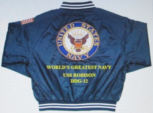 USS FRANK KNOX  DDR-742  NAVY ANCHOR EMBROIDERED 2-SIDED SATIN JACKET 
