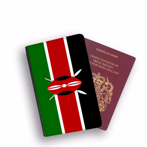 0088 Kenya Drapeau Design Imprimé Cuir Pu passeport Case Cover Holder