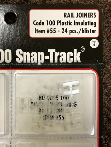 Atlas HO-scale Code 100 Insulating Plastic Rail Joiners 24/pack #55