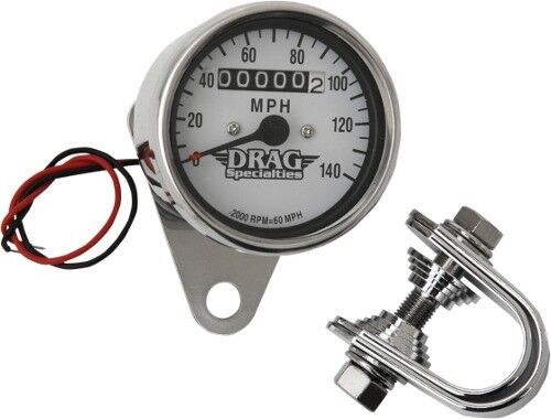 Drag Specialties White Face 2:1 Mini Mechanical Speedometer 21-6825DS1-BX15