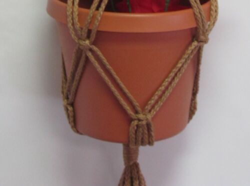 CHOOSE CORD COLOR MACRAME PLANT HANGER 24 in Vintage with BEADS Black Cord 