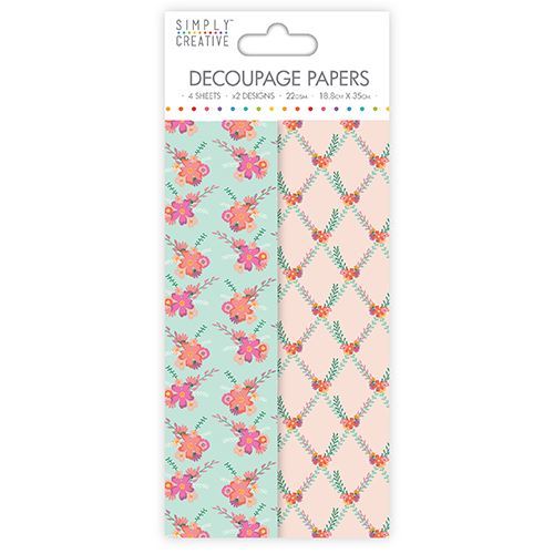 Flowers and Foliage Deco Mache x 4 Tissue Patch Paper Sheet Simply Creative