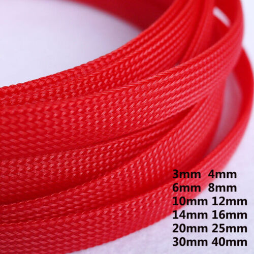 3mm to 40mm Red Expandable Braided PET Sleeving Cable Wire 3 Weave High Densely