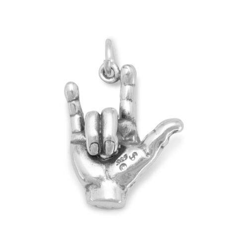 Genuine Sterling Silver I Love You Hand Sign Charm 