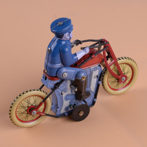 Polizist Reiten Motorrad Modell Wind up Uhrwerk Tin Toy Collectibles Neu