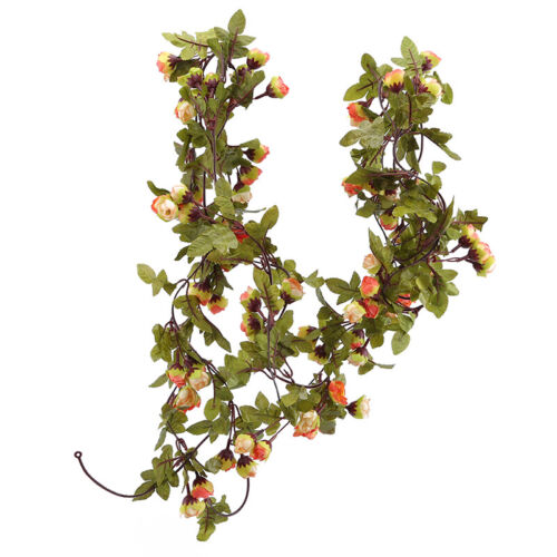 2pcs DIY Artificial Silk Rose Flower Rattan Garland Foliage Wedding Garden Decor