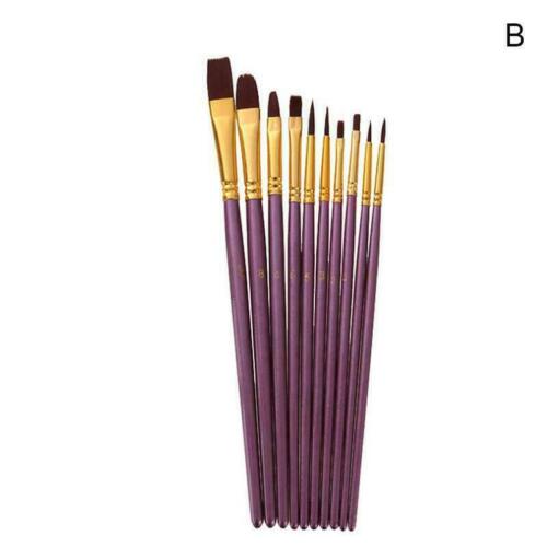 10pcs Artist Paint Brushes Pointed Brush Set Watercolor Oil Acrylic W8P1