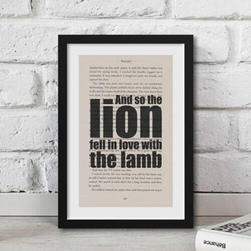 Details about  / Twilight Art Print And So The Lion Fell In Love With The Lamb Quote On Book Page