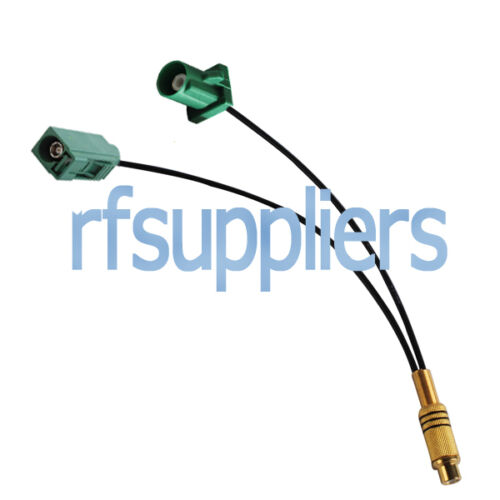 RCA Jack to Two Farka Green Jack and Plug Cable RG174 20cm