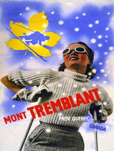 TRAVEL WINTER SPORT SKIING MONT TREMBLANT QUEBEC CANADA VINTAGE POSTER 2577PY