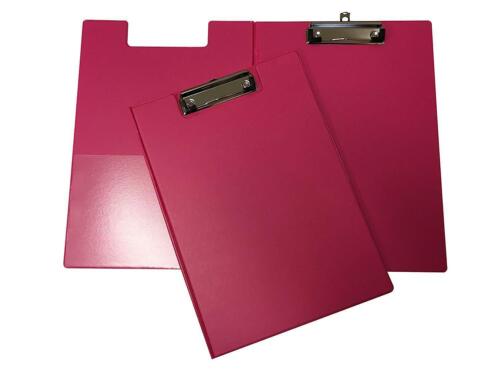 A4 Foldover Clipboard /& Pen Holder Hardback  Black,Red,Blue,Green,Pink /& Purple