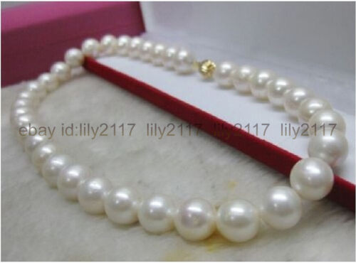 GENUINE WHITE AKOYA PEARL NECKLACE 14K GOLD NEW 10-11MM AAA+ 