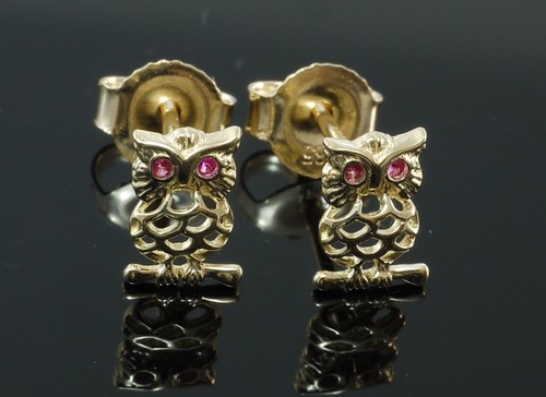 Edelsteine 333 Gold Ohrstecker 8 Karat Gelbgold Eulen 6 Mm Rubin Uhren Schmuck Couturette Fr