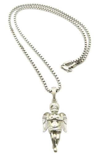 New Baby Angel Bling Micro Pendant w// 3mm 24/" BOX Chain Hip Hop Necklace FSP4BX