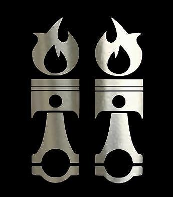 trucks PISTON FIRE Chrome Vinyl Decals tablet CUPS CARS 2 6 inch hot rod