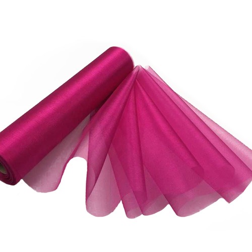 25m x 29cm Snow Sheer Organza Rolls Glitter Fabric Chair Bows Sash Party Decor