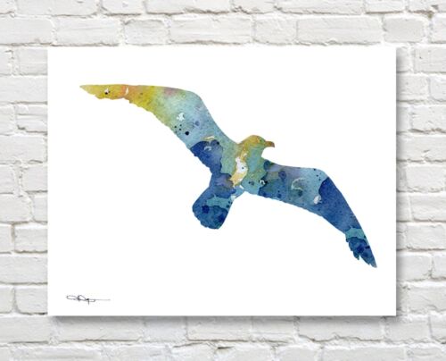 Seagull Abstract Watercolor Painting Art Print by Artist DJ Rogers 