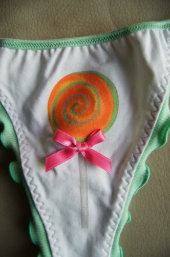 Details about   Verdissima White Cotton "Lollypop" Thong With Green Ruffle L 