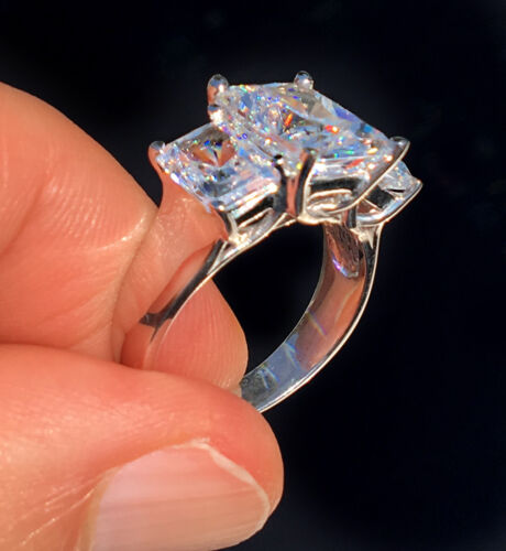 Details about  / Triple Radiant Cut Ring 2.5 ct tw.Top Russian Quality CZ Imitation Moissanite 9