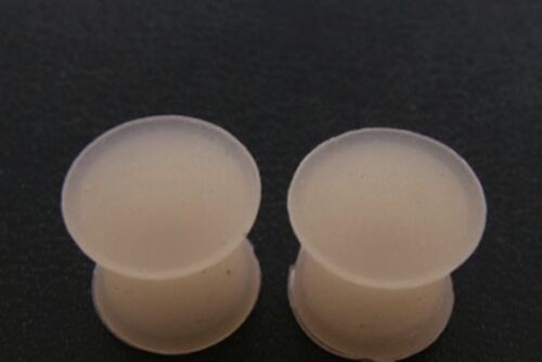 PAIR OF 0G 8mm FLESH TONE SILICONE TUNNELS PLUGS MATTE FINISH RETAINER HIDER 