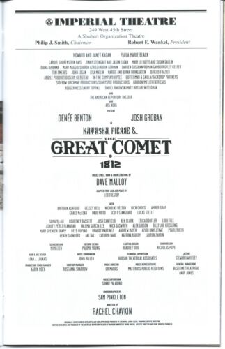 JOSH GROBAN Broadway Playbill NATASHA PIERRE /& THE GREAT COMET OF 1812